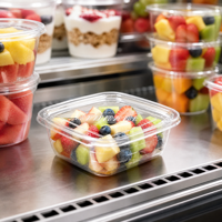 Boîte de conservation carrée transparente en PET écologique de 400 ml avec couvercle, jetable, pour salades de fruits frais coupés, aliments, chewing-gums et sushis