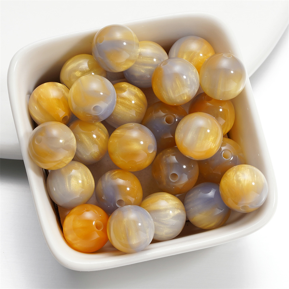 Perles nuage bicolores jaune-gris