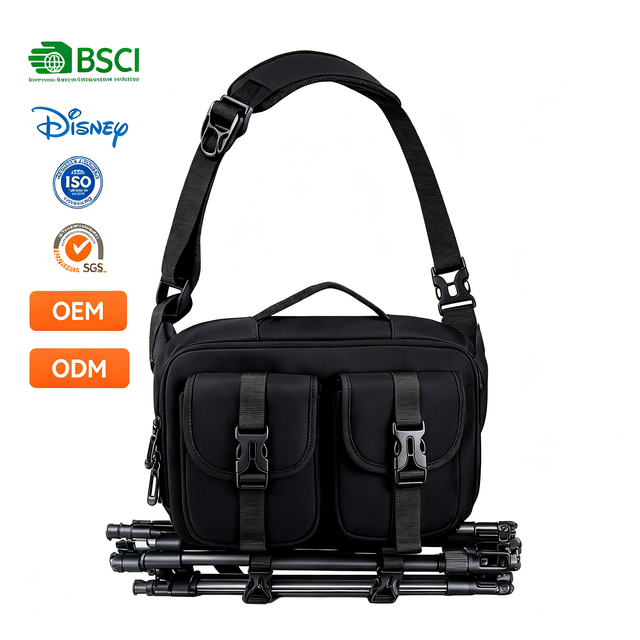 Camera Bag Tripod Holder Lightweight Waterproof Eco-Friendly Durable Polyester Crossbody Shoulder Bag for DSLR Mirrorless