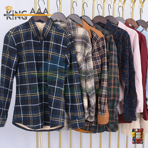 Autumn Korean Plaid <strong>Flannel</strong> Men's <strong>Shirts</strong> Cotton Branded Second Hand Clothing Used Clothes From <strong>Uk</strong> - Product Image 5