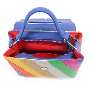 Bolso de Mano Personalizado al por Mayor, Impermeable, de Cuero PU Ligero, Estilo Boston para Mujer, con Rayas Coloridas, para Viajes y Compras - Product Image 6