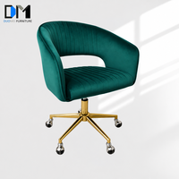 Chaise de bureau DM Green moderne en velours capitonné avec roulettes, siège pivotant réglable en hauteur pour le bureau à domicile
