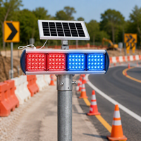 Feux de signalisation LED rouge/bleu double face à énergie solaire avec coque en aluminium pour la sécurité des travaux routiers, personnalisables