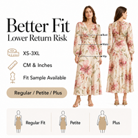 Fabricant de robes florales personnalisées, vêtements pour femmes, vêtements pour dames, col en V, imprimé, manches longues, été, décontracté, bohème, vintage, élégant, printemps