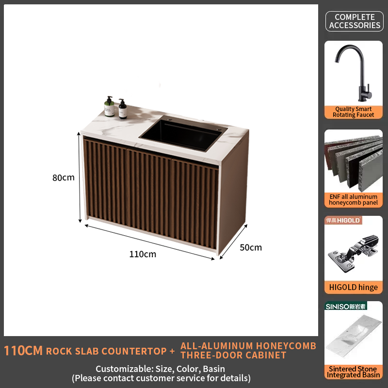 110Rock Slab Countertop + Triple Door Cabinet