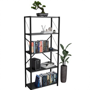 Estantería Metálica con Estantes de Madera, Estantería Independiente de 5 Niveles para Libros, Mueble para Sala de Estar - Product Image 1