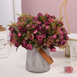 Yumfeel — <span class=keywords><strong>bouquet</strong></span> <span class=keywords><strong>de</strong></span> roses en soie, 5 fourchettes, <span class=keywords><strong>fleurs</strong></span> pour décoration intérieure, bon marché - Product Image 3