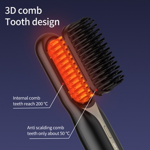 Peigne lisseur sans fil 2-en-1 à ions négatifs, brosse lissante portable sans danger, peigne chauffant rechargeable - Product Image 2
