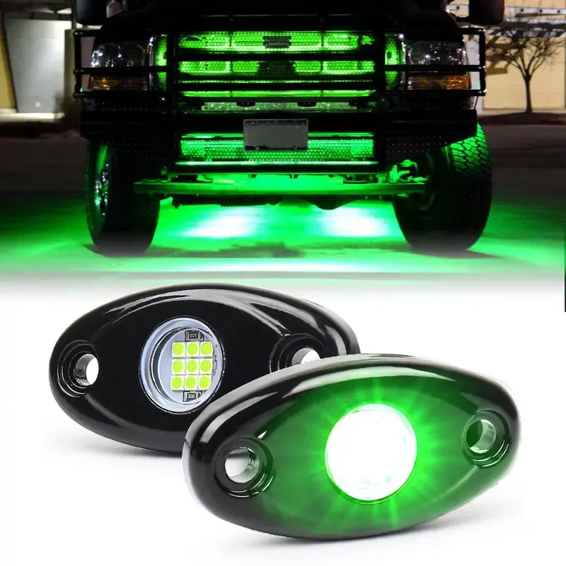 OVOVS 9w IP67 Waterproof green color led rock light led light pods for jeep/mini truck/ ATV/UTV
