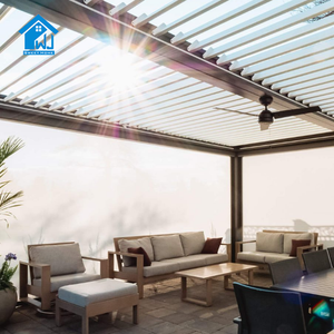 Pérgola Exterior de Aluminio para <span class=keywords><strong>Villa</strong></span>, Techo de Láminas Ajustables, Impermeable, Gazebo para Patio y Jardín, Toldo de Protección Solar, Estructura Bioclimática - Product Image 6