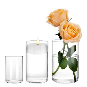 16個6インチガラスシリンダー花瓶家の装飾のための背の高い透明なガラスの花瓶