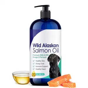 Pure Wild Alaskan Salmon Oil Drops Omega-3 Fish Oil EPA DHA Supplement for Dogs Liquid Heart Immune Joint Health Dog Drops