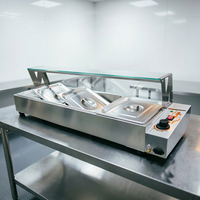 Bain-marie électrique en acier inoxydable pour buffet, vitrine chauffante avec contrôle de température 60-80°C, maintien au chaud 24h/24