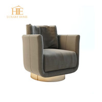 Canapé individuel rotatif de luxe personnalisé avec base noire pour hôtel, salon ou espace de détente