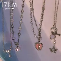 Kpop Goth Vintage Cool Y2K Star Pendant Beaded Silver Color Chain Necklace  For Women Men Aesthetic Grunge EMO Jewely Accessory