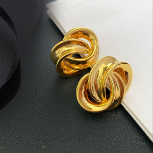 Nuevas Joyas y Accesorios de Estilo Oficina, Pendientes de Clip con Diseño Geométrico Circular y Espiral Calado, para Regalos de Fiesta para Mujeres - Product Image 2