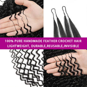 Cheveux humains au crochet pré-bouclés, noirs, pour femmes, ondulations profondes sans nœuds, 100 % vierges Remy, sans perte de cheveux - Product Image 3