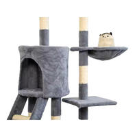 En gros Arbre à chat moderne de luxe en bois massif et MDF, personnalisé, avec condo, plateau interactif en sisal et poteaux à gratter en bois