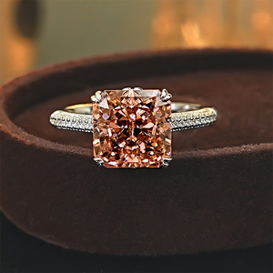 Anillo Abierto de Plata con Diamante de Corte Radiante de 4 Quilates, Comparable con el Corte Flor de Hielo, Color Chapeapara Chamongkong, Estilo Princesa - Product Image 3