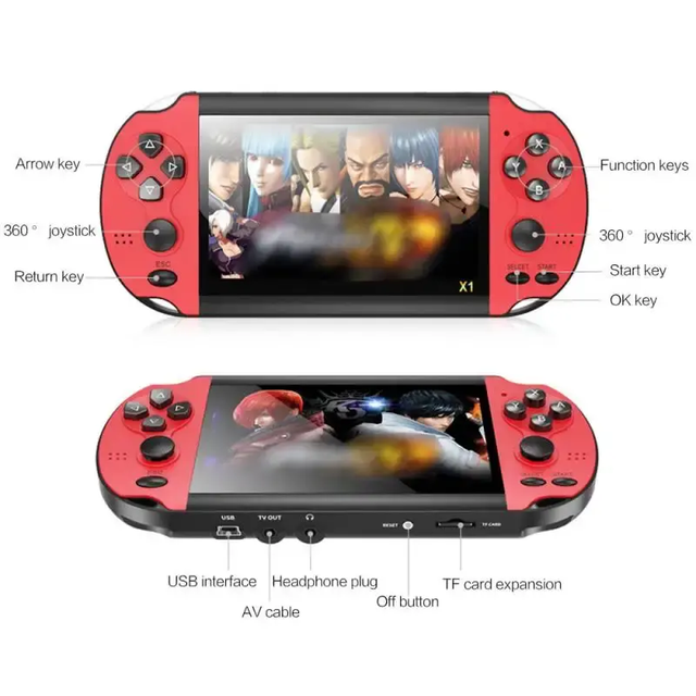 Hot X7 Handheld Game Console 1000+ Video Games 4.3Inch Screen Portable Nostalgic Game Console 1200mAh Rechargeable Battery