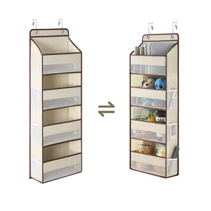 Hot Sale Over The Door Hanging Organizer Storage with 5 Large Pockets Wall Hanging Storage Organizer with Clear Window