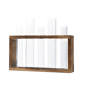 Jardinière en tube DREA avec support en bois, jardinière en verre, station de propagation, vase en tube à essai, pots de fleurs - Product Image 5