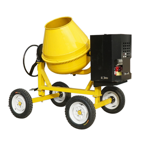 Bétonnière portative jaune avec moteur diesel et quatre roues pour travaux de construction - Product Image 1