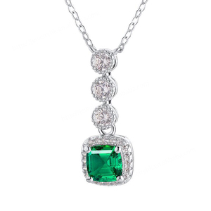 2021 Luxury Sterling Silver <b>Emerald</b> <b>Pendant</b> Claw Setting Engagement Wedding Gift for Women - Product Image 1
