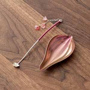 Handmade Pure <b>Titanium</b> Tea Scoop And Spoon Set Lotus Petal Design Tea Ceremony Accessories Dehua Origin - Product Image 2