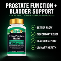 OEM Marque privée Saw Palmetto Santé de la prostate Hommes Adultes 1300mg Huile de graines de citrouille Ortie piquante Gélules