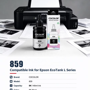 Encre de recharge noire Cocolor 859 T8591 140 ml compatible avec les imprimantes Epson M105 M205 EcoTank L605 L655 L1455 - Product Image 1