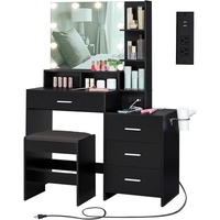 Coiffeuse de style nordique avec rangement intégré, miroir de maquillage marron, mobilier de chambre moderne et simple en MDF, direct usine
