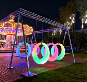 Không thấm nước thay đổi màu sắc dẫn <span class=keywords><strong>Swing</strong></span> với đèn âm nhạc cho vườn ngoài trời, bên Patio chiếu sáng trang trí đồ nội thất - Product Image 1