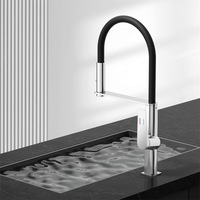 Robinet de cuisine Weihao haut de gamme en acier inoxydable chromé à levier unique avec tuyau en silicone noir pour eau chaude et froide
