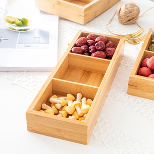 Bamboo Wood Divided Snack <b>Tray</b> 8-11 Compartments Rectangle Food <b>Storage</b> Living Room Use - Product Image 4