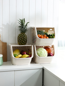 Panier de rangement empilable multifonction en plastique PP pour légumes et fruits - Product Image 2