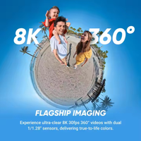 Caméra d'action miniature Insta 360 X5 8K 15m étanche grand angle 10x pour la plongée et la moto