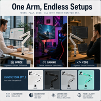 Support d'écran articulé à ressort mécanique 17-32 pouces, fixation ergonomique de bureau à pince C, sans outil, support de moniteur VESA pour bureau et domicile