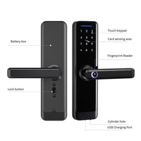 Serrure de porte intelligente électrique Smartek avec poignée en bois, carte à code numérique, personnalisation, empreinte digitale, TTlock pour la maison