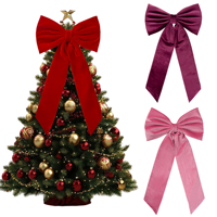 Grand nœud de Noël en velours, rouge, rose, violet, long nœud décoratif, ornement pour porte d'entrée, décorations de Noël pour la maison