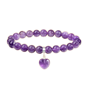 Gran oferta, pulsera de cristal Natural, cuentas de 8mm, amatista, pulsera de cuarzo rosa, colgante de corazón para regalo - Product Image 1