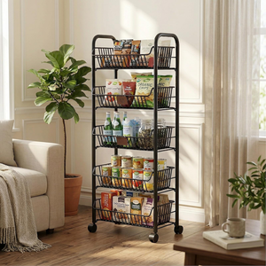 Carrito de Almacenamiento Rodante Delgado de 6 Pulgadas con Ruedas, Estante Metálico de 6 Niveles para Especias, Organizador Móvil para Cocina - Product Image 5