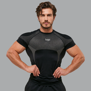 ODM Customizable Sporty Men's Slim-Fit Breathable <b>Knitted</b> T-Shirts Sports Fitness Casual Sporty T-Shirts Manufacture - Product Image 1