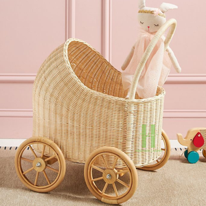Poussette Poupée Bébé en Rotin Meilleur Vendeur Personnaliser OEM Poussette en Rotin pour Poupées Poupée en Osier Tissé Landau De HNH Craft Factory - Product Image 4