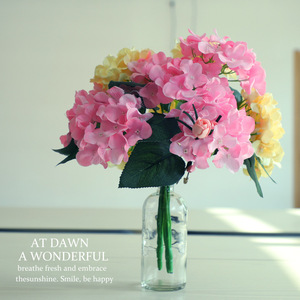Flores de Hortensia Artificiales de Seda, Alta Simulación, Decoración para Bodas, Rosa, Amarillo, Rojo - Product Image 2