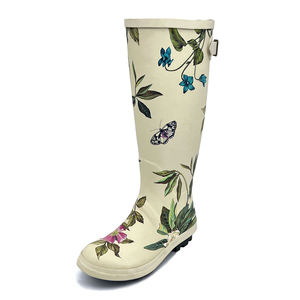 Zapatos de goma de plataforma de alta calidad y Botas de lluvia de PVC con tacón estampado de <span class=keywords><strong>rejilla</strong></span> de clase para mujer - Product Image 4