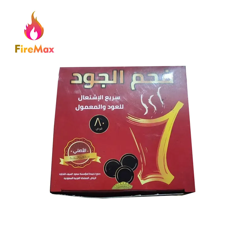 FireMax üretici doğrudan satış dumansız yuvarlak meyve Shisha için odun kömürü düşük kül alevsiz nargile kömür