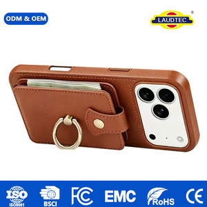 เคสโทรศัพท์แบบกระเป๋าสตางค์สำหรับ iPhone 18 Pro Max หนัง PU พร้อมห่วงนิ้วมือ ช่องใส่บัตร ป้องกันการตก  OEM ODM ขายส่ง - Product Image 2