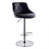 Tabouret de bar contemporain en cuir PU noir avec structure métallique, matelassé losanges, réglable et pivotant, pour comptoir de bar d'hôtel - Vente en gros ODM