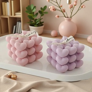 Heart Shaped Rubiks Cube Candle Mold Diy Soap Ice Mold For Valentine'S Day Aromatherapy Home Decor - Product Image 1